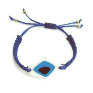 Χειροποίητο Βραχιόλι Μάτι μακραμέ μπλε - επιχρυσωμένα, κορδόνια, μάτι, plexi glass, αυξομειούμενα