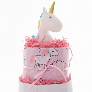 Ροζ Χειροποίητο Diaper Cake για κοριτσάκι - Unicorn - κορίτσι, μονόκερος, σετ δώρου, δώρο γέννησης, diaper cake - 2