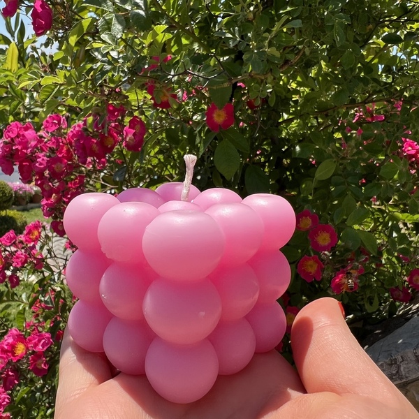 Strawberry cube candle-χειροποίητο φυτικο κερι - αρωματικά κεριά - 2