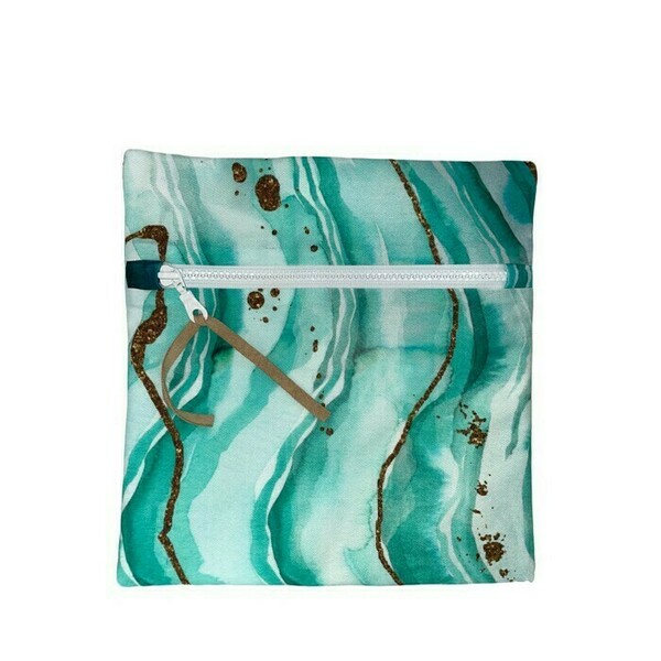 Τσάντα Παραλίας _ Turquoise And Gold - ύφασμα, ώμου, απαραίτητα καλοκαιρινά αξεσουάρ, θαλάσσης - 4