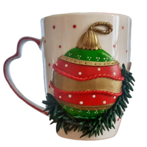 Κούπα χριστουγεννιάτικο στολίδι από πολυμερικό πηλό - πηλός, πορσελάνη, χριστουγεννιάτικα δώρα, κούπες & φλυτζάνια, στολίδι δέντρου