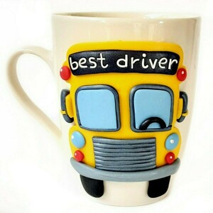 Δώρο για τον οδηγό του σχολικού λεωφορείου από πολυμερικό πηλό (ύψος 10,5 εκ, 360 ml) - δώρα για δασκάλες, κούπες με ονόματα, προσωποποιημένα