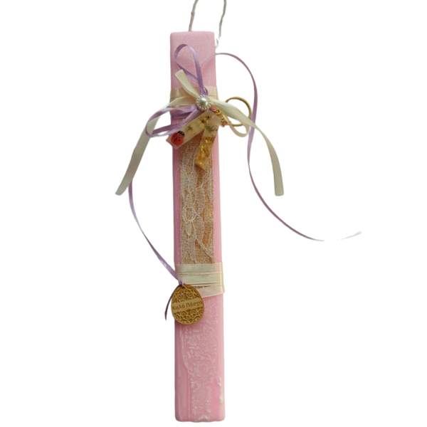 Λαμπάδα ροζ με μονόγραμμα Λ από υγρό γυαλί - κορίτσι, λαμπάδες, εποξική ρητίνη, μονογράμματα, για εφήβους