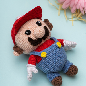 Πλεκτό κουκλάκι mini amigurumi Super Mario χειροποίητο - υψος 15 εκ - λούτρινα, δώρα γενεθλίων, amigurumi