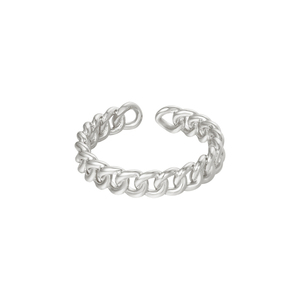Επάργυρο δαχτυλίδι με σχέδιο αλυσίδα - ορείχαλκος, επάργυρα, βεράκια, αυξομειούμενα