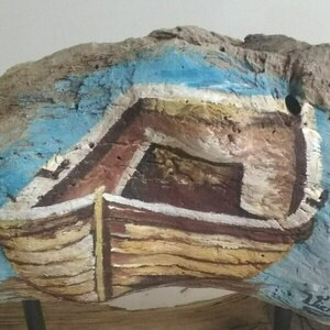 Ζωγραφική σε παλιό ξύλο θαλάσσης με ακρυλικά - ξύλο, καράβι, διακοσμητικά - 3