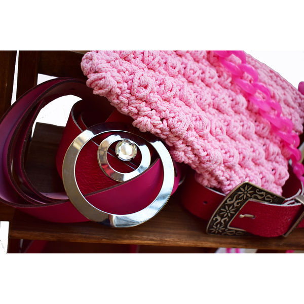 πλεκτή ροζ τσάντα ώμου με κοκάλινη αλυσίδα (27*17εκ) - νήμα, ώμου, all day, πλεκτές τσάντες, μικρές - 4