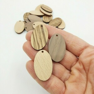 Ξύλινα στοιχεία για σκουλαρίκια σε οβάλ σχήμα 10 τεμάχια - ξύλινα κοσμήματα, υλικά κοσμημάτων, υλικά κατασκευών - 2