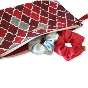 Τσαντάκι χειρός, clutch bag υφασμάτινο σε κόκκινο χρώμα με σχέδια - ύφασμα, clutch, all day, χειρός, μικρές - 4