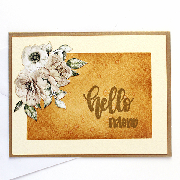 Ευχετήρια κάρτα Hello friend με λουλούδια - γενέθλια, γιορτή, γενική χρήση