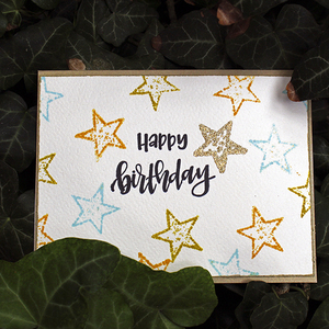 Ευχετήρια κάρτα Happy Birthday με αστέρια - γενέθλια, birthday - 2