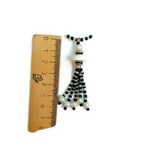 Κολιέ με Κοχύλι φυσικό σε Λευκό Χρώμα με διαφανο κορδονι 0,8 mm 38εκ. και ασπρομαυρες χαντρες. Μοναδικο χειροποιητο κομματι - κοχύλι, τσόκερ, χάντρες, κοντά, boho - 3