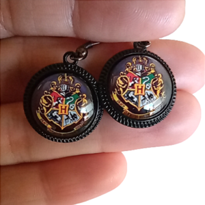 Σκουλαρίκια Χάρι Πότερ (Harry Potter) με τους κοιτώνες του Hogwarts - γυαλί, μικρά, κοσμήματα, κρεμαστά - 4