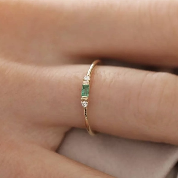 Ασημένιο δαχτυλίδι “Green Details” - ασήμι 925, βεράκια, σταθερά - 2