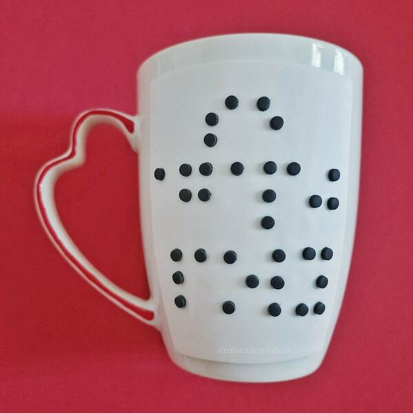 Κούπα με γραφή braille (γραφή τυφλών) από πολυμερικό πηλό - πηλός, πορσελάνη, κούπες & φλυτζάνια - 3