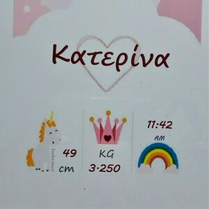 Προσωποποιημένο παιδικό κάδρο σε ροζ-μωβ αποχρώσεις ( 22χ 31 εκ. ) για κορίτσι - κορίτσι, δώρο, προσωποποιημένα, ενθύμια γέννησης - 3