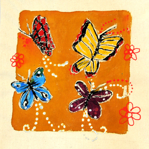 Ζωγραφισμένη στο χέρι πάνινη τσάντα πεταλούδες tote bag - ύφασμα, ώμου, μεγάλες, all day, tote - 2