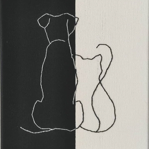 Κεντημένος καμβάς "Catdog" - μέγεθος 20x30 - κεντητά, πίνακες & κάδρα, καμβάς, πίνακες ζωγραφικής - 2