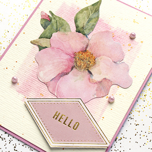 Ευχετήρια κάρτα Hello με ροζ λουλούδι - birthday, γιορτή, γενική χρήση - 3