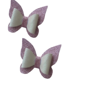 Φιόγκος μαλλιών "small pink butterflies" σετ των 2 - ύφασμα, φιόγκος, λαστιχάκια μαλλιών