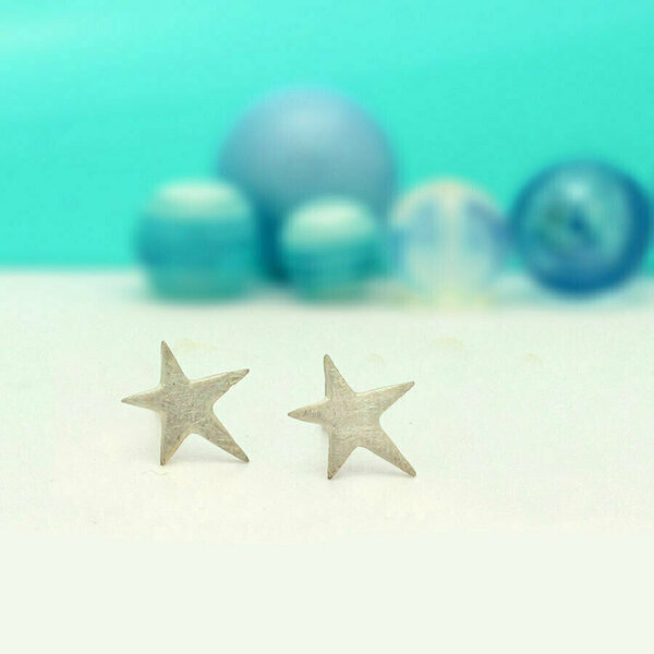 Σκουλαρίκια Αστέρια Καρφωτά Ασήμι 925 - επιχρυσωμένα, ασήμι 925, αστέρι, καρφωτά, χριστουγεννιάτικα δώρα, καρφάκι - 4