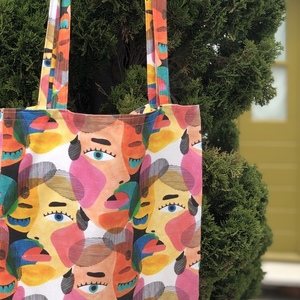 Τσάντα (Tote bag) ύφασματινη . - ύφασμα, ώμου, all day, tote, πάνινες τσάντες - 2