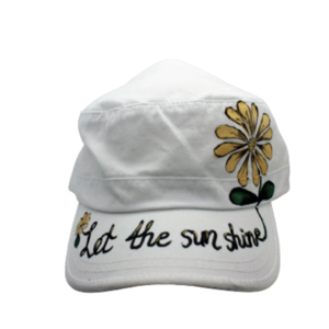 Kαπέλο army ζωγραφισμένο στο χέρι let the sun shine - ύφασμα, απαραίτητα καλοκαιρινά αξεσουάρ