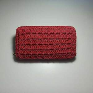 Κόκκινο πλεκτο πορτοφόλι - νήμα, all day, χειρός, πλεκτές τσάντες, μικρές