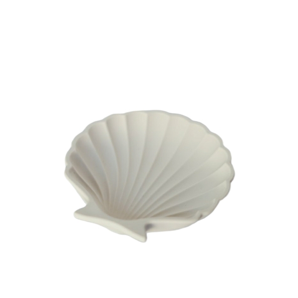 Διακοσμητικό κοχύλι από οικολογική ρητίνη λευκό 11x10,5x2cm – jesmonite shell - ρητίνη, πιατάκια & δίσκοι