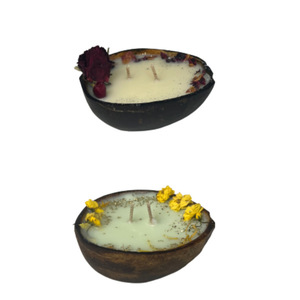 Coconut candle-κερι σε κέλυφος καρύδας με φυτικο κερι καρύδας - αρωματικά κεριά
