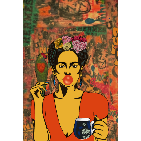 Frida Kahlo ψηφιακό/digital σχέδιο σε στυλ boho. Σε διαστάσεις 30 x 40 - αφίσες, χειροποίητα, boho, frida kahlo