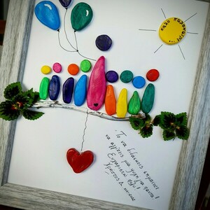 Καδρο *Τα μπαλόνια της ευτυχίας *, χειροποίητο, με πηλό και υλικά της φύσης, με προσωποποιημενο μήνυμα - δώρα, δώρα για δασκάλες - 4