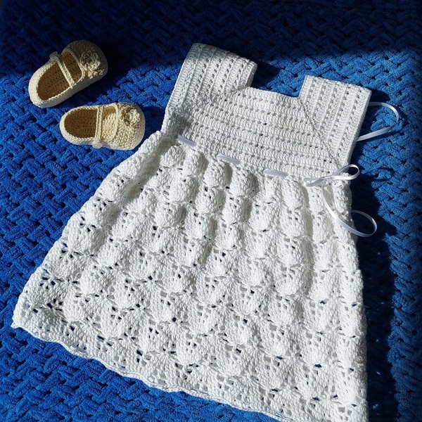 Πανέμορφο άσπρο φορεματάκι - κορίτσι, 9-12 μηνών, βρεφικά ρούχα, φούστες & φορέματα - 2