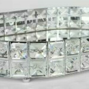 Δίσκος μεταλλικός με καθρέπτη και κρύσταλλα 35Χ26Χ7 εκ. ασημί - γυαλί, σπίτι, μέταλλο, πιατάκια & δίσκοι