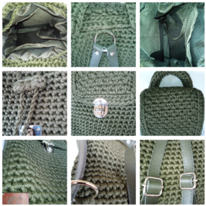Πλεκτή λαδί τσάντα πλάτης (backpack) με πλεκτό χερούλι - νήμα, πλάτης, μεγάλες, all day, πλεκτές τσάντες - 5