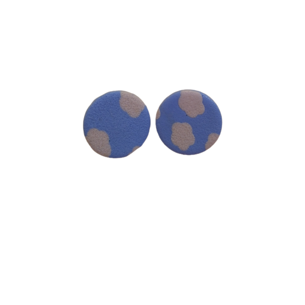 Καρφωτά σκουλαρίκια από πολυμερικό πηλό, γαλάζιο, σύννεφα - πηλός, καρφωτά, μικρά, ατσάλι, καρφάκι