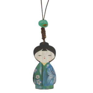 Μακρύ κολιέ geisha blue kimono - ξύλο, charms, μακριά - 2