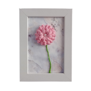 Δώρο για δασκάλα καδράκι με πλεκτό ροζ λουλούδι 18*13 εκ. - πίνακες & κάδρα - 4