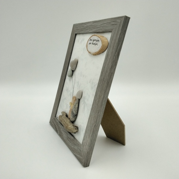 Κορνίζα ξύλινη με παράσταση από βότσαλα, για την δασκάλα (16×21cm) - ξύλο, διακοσμητικά, ιδεά για δώρο, δώρα για γυναίκες - 3