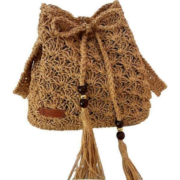 Boho all day πλεκτή τσάντα ώμου πουγκί ψάθα 25cm-30 cm - ώμου, πουγκί, ψάθα, all day, πλεκτές τσάντες