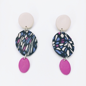 Penelope - Handmade polymer clay earrings - πηλός, μακριά, κρεμαστά, μεγάλα, καρφάκι - 2