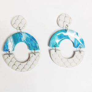 Ariel - Handmade polymer clay earrings - πηλός, μακριά, κρεμαστά, μεγάλα, πολυέλαιοι - 2