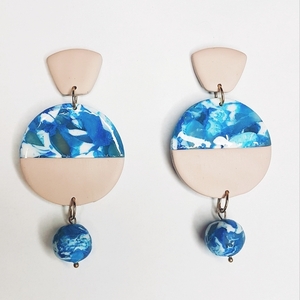 Ino - Handmade polymer clay earrings - πηλός, μακριά, κρεμαστά, μεγάλα, καρφάκι - 2