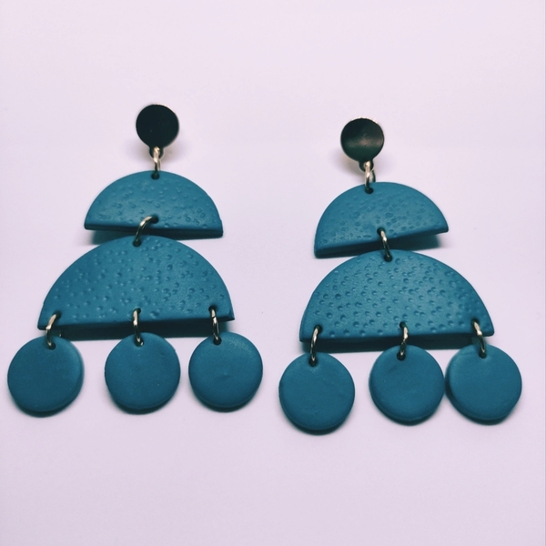 Irma - Handmade polymer clay earrings - πηλός, μακριά, κρεμαστά, μεγάλα, καρφάκι - 2