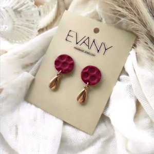 Kastalia Fuchsia - Handmade polymer clay earrings - δάκρυ, πηλός, μικρά, κρεμαστά, καρφάκι - 3