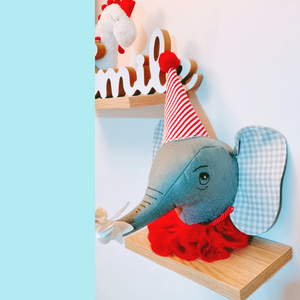 Διακοσμητικό παιδικού δωματίου ελέφαντας με καπέλο, 45 εκατοστά, τσόχα και ύφασμα - επιτοίχιο, δώρο, κρεμαστά, διακοσμητικά, ζωάκια - 2