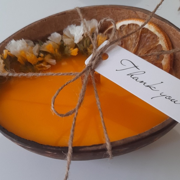 ORANGE COCOBOWL, SOY WAX CANDLE, άρωμα SANDALWOOD - αρωματικά κεριά