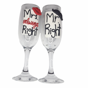 Σετ κολωνάτα χιουμοριστικα ποτήρια Mr & Mrs από πολυμερικό πηλό - πηλός, δώρα γάμου, επέτειος, δώρα αγίου βαλεντίνου