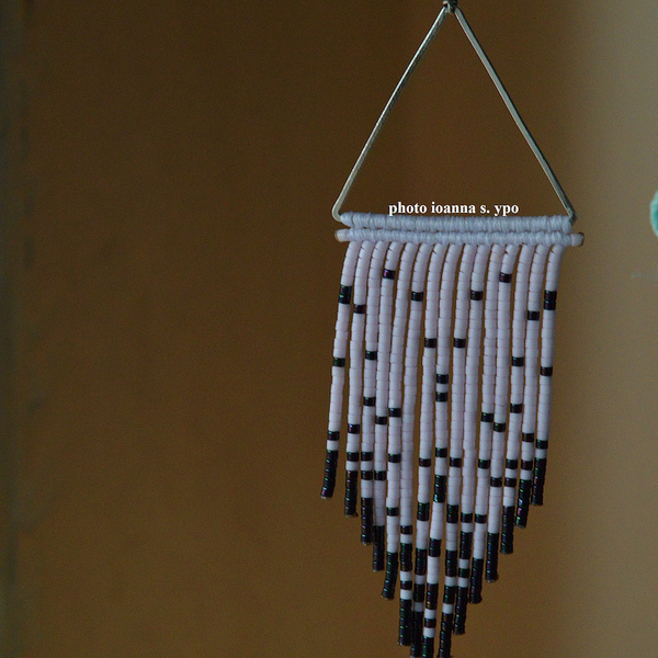 Miyuki Earrings Λιλά Απαλό Μωβ με Σκούρο Μεταλλικό Μωβ Ασημένιο Τρίγωνο με Γυάλινες Χάντρες Ασύμμετρο - χαλκός, χάντρες, boho, κρεμαστά, μεγάλα - 2