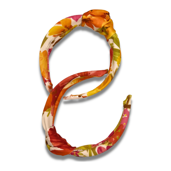 Flower bloom knot hairband - ύφασμα, φλοράλ, λουλουδάτο, στέκες - 2